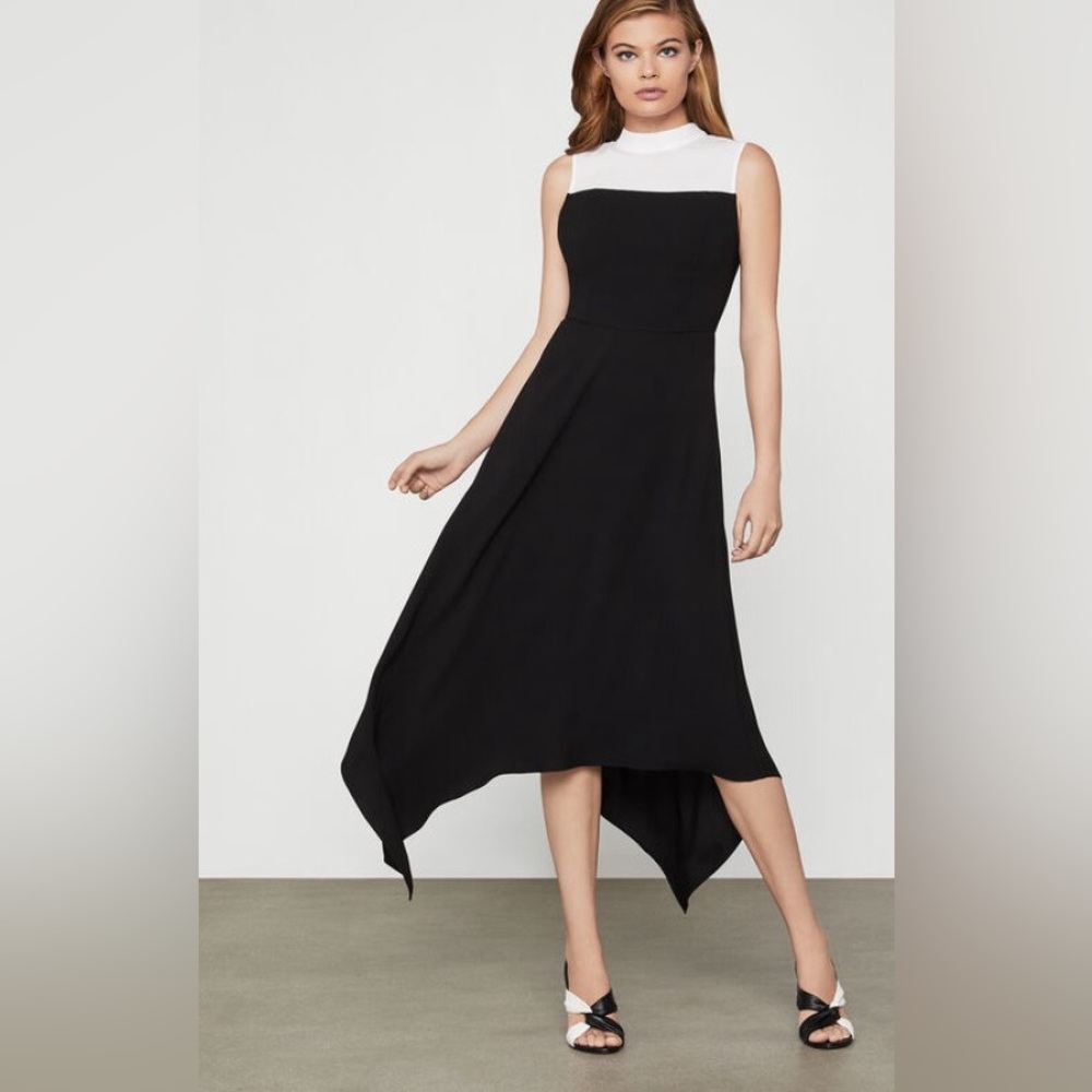 BCBG Colorblock flair midi dress
